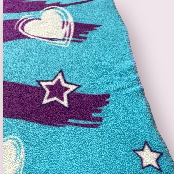 2011 Justin Bieber Bravado Soft Large Throw Blanket Purple Blue Hearts & Stars - Picture 4 of 12